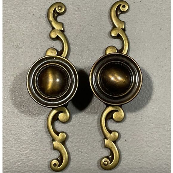 Pair of Brass Finish Drawer Handles - Picture 1 of 5